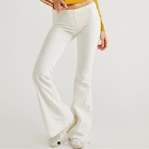 Free People Low Rise Corduroy Flare Pants Cream Color